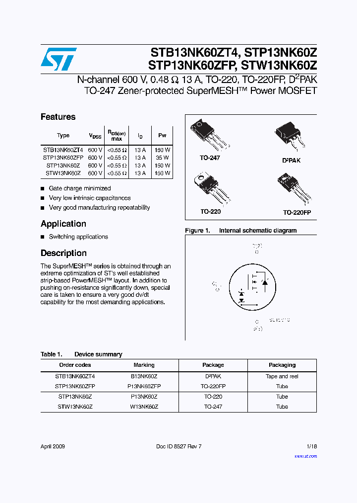 STP13NK60ZFP_632794.PDF Datasheet