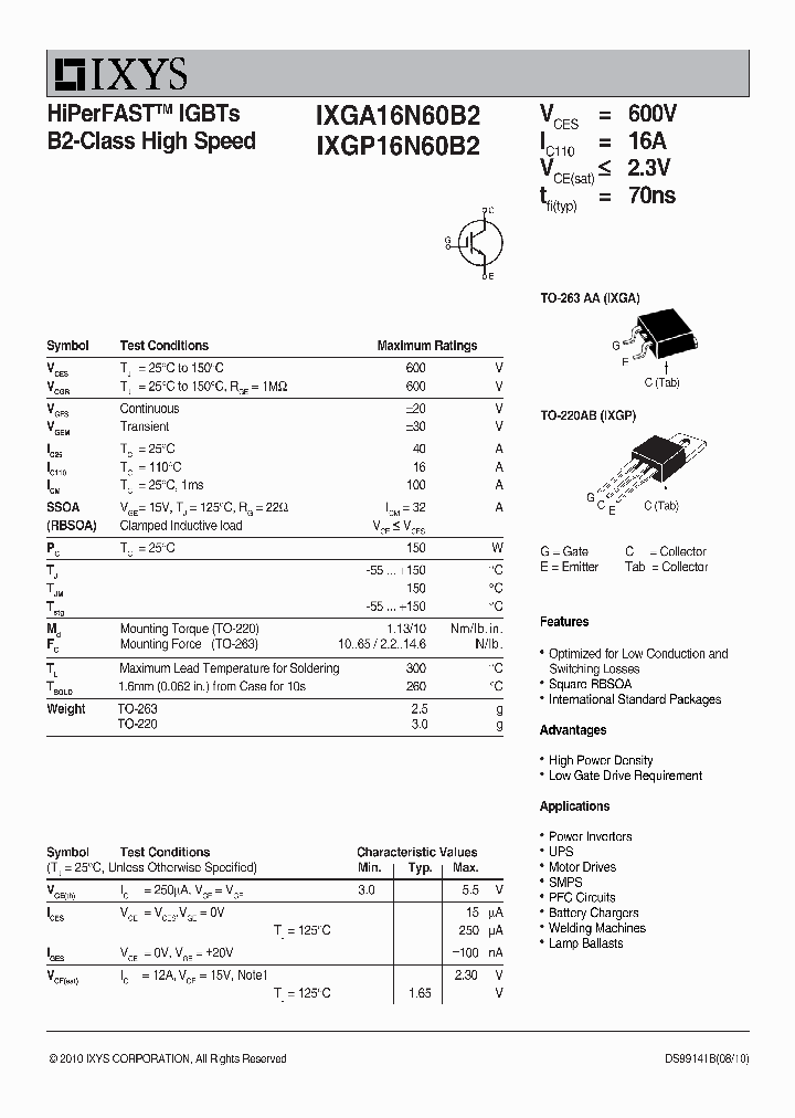 IXGP16N60B2_634055.PDF Datasheet