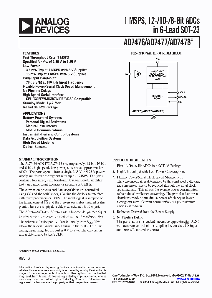AD7478ART-500RL7_291037.PDF Datasheet
