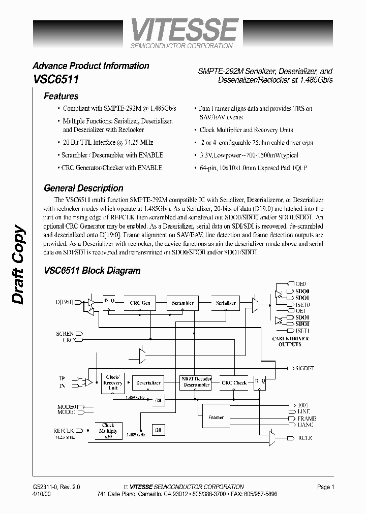 VSC6511_366896.PDF Datasheet
