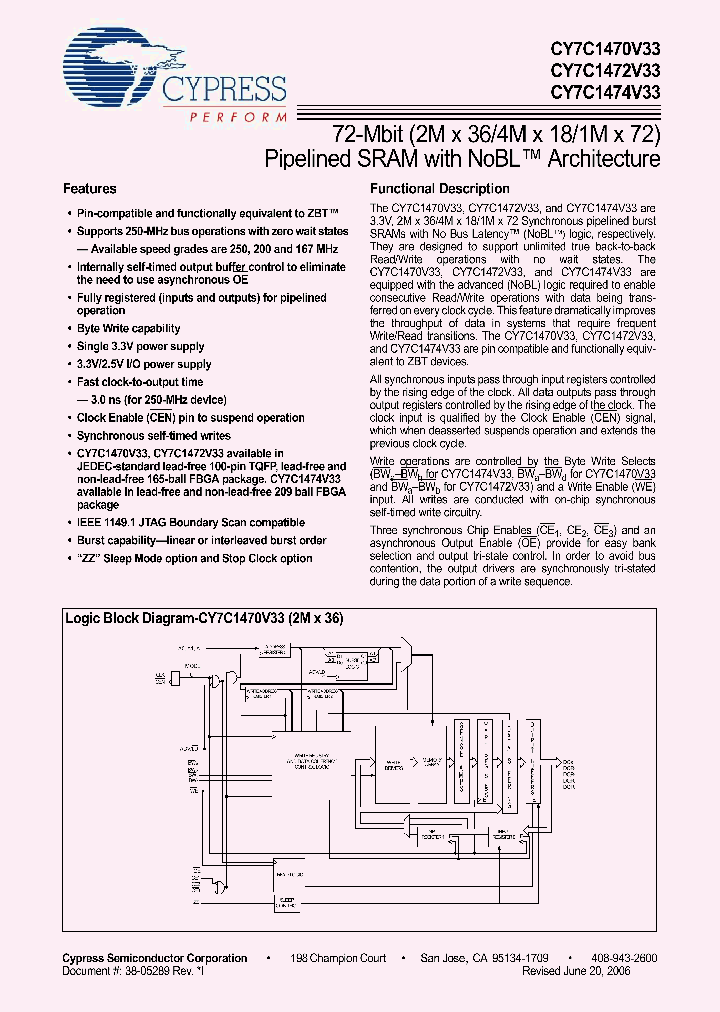 CY7C1470V33_374112.PDF Datasheet