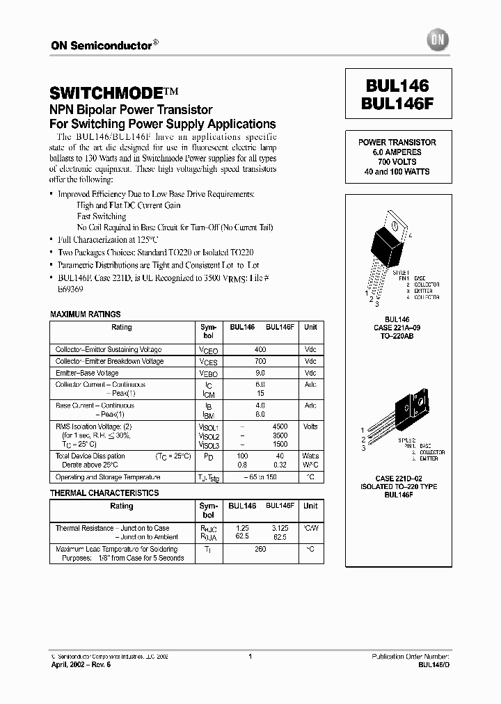 BUL146-D_313947.PDF Datasheet