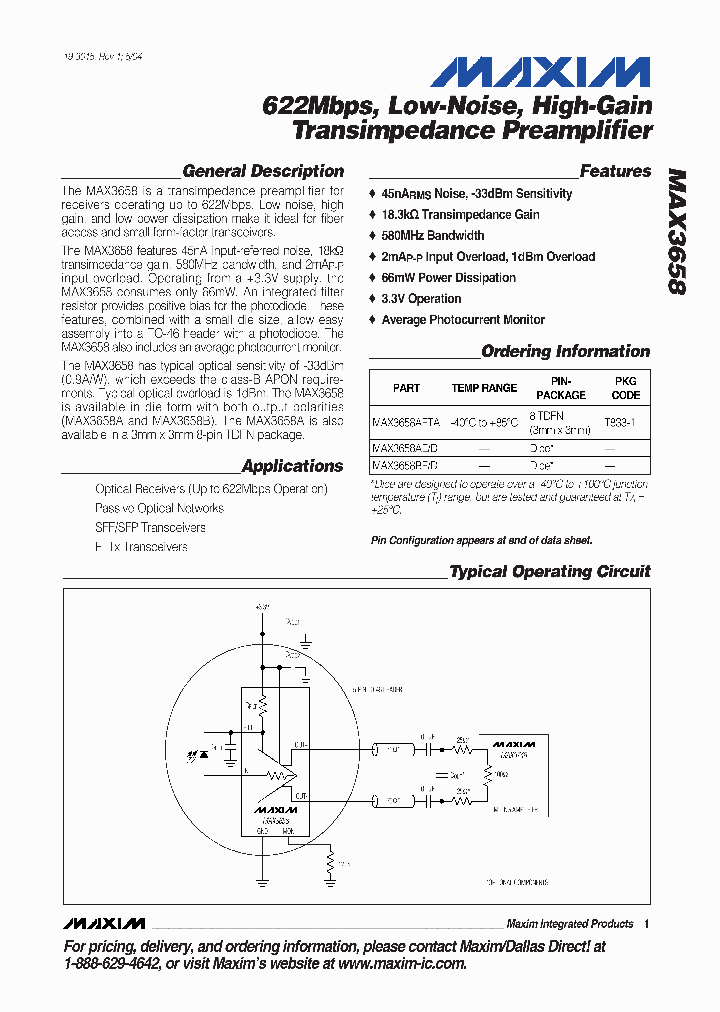 MAX3658BED_696279.PDF Datasheet