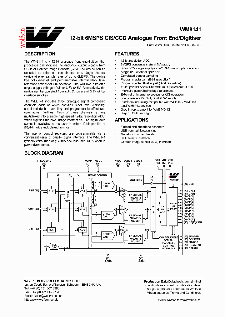WM8141CFTV_702792.PDF Datasheet