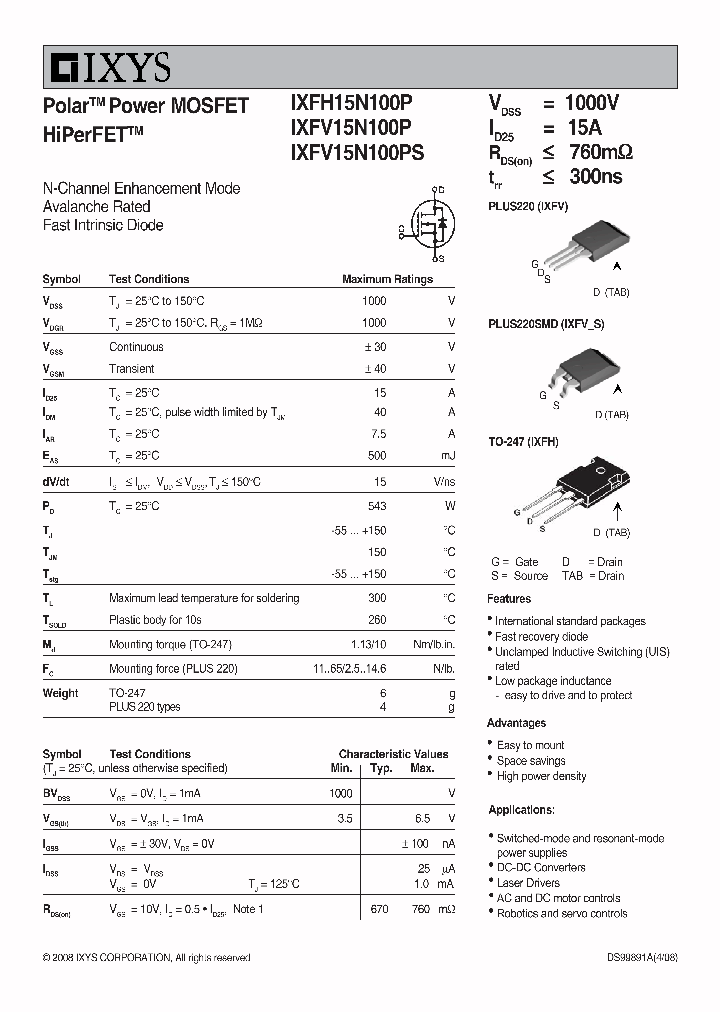 IXFH15N100P_720612.PDF Datasheet