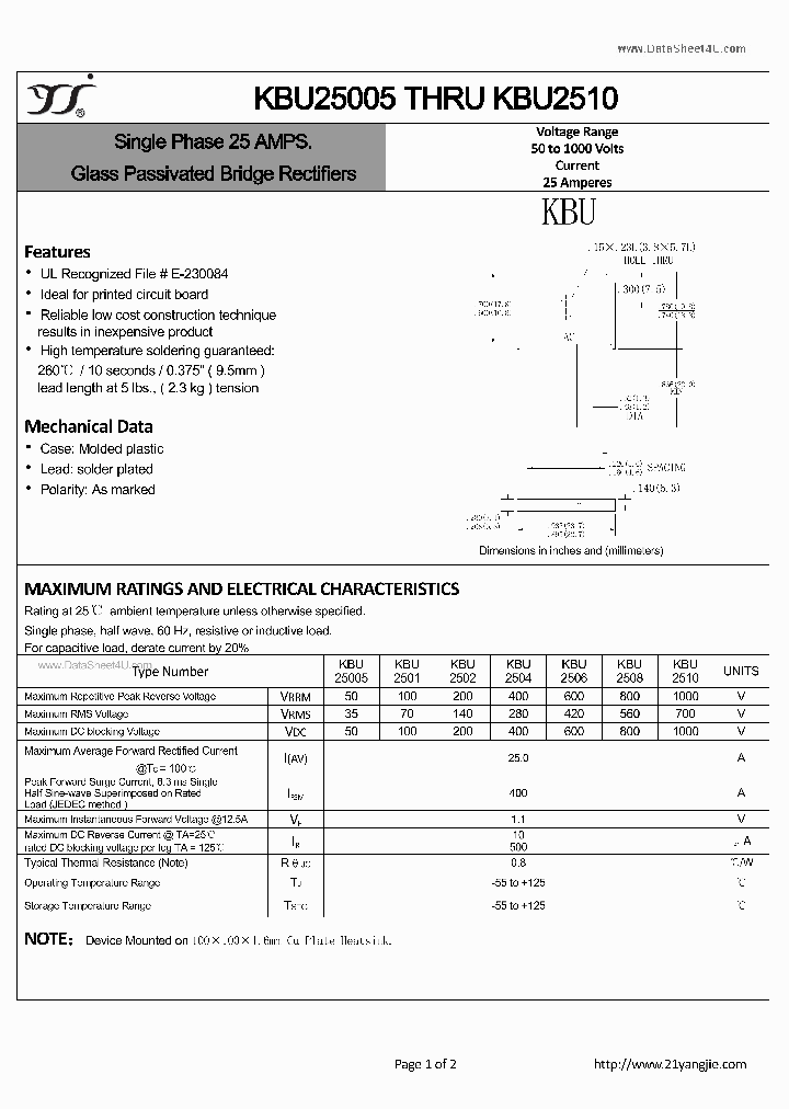KBU25005_319136.PDF Datasheet