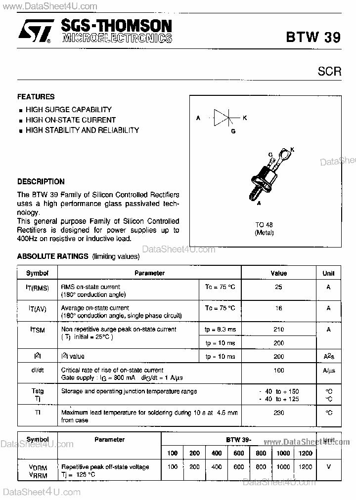 BTW39_330985.PDF Datasheet