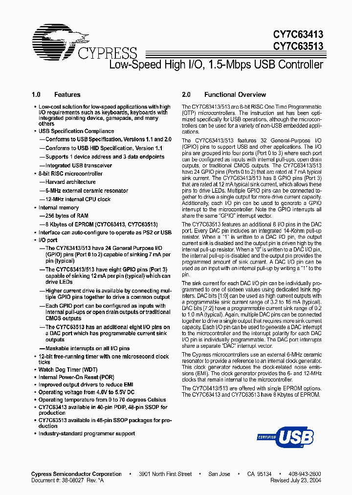 CY7C63413_397807.PDF Datasheet