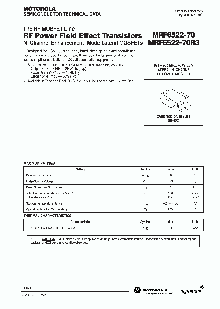 MRF6522-70_403450.PDF Datasheet
