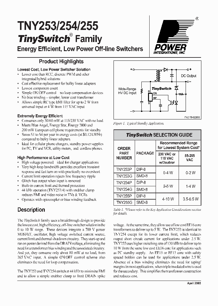 TNY254GN_416836.PDF Datasheet