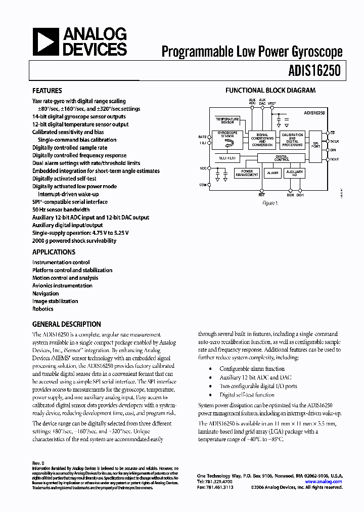 ADIS16250ACCZ_418094.PDF Datasheet