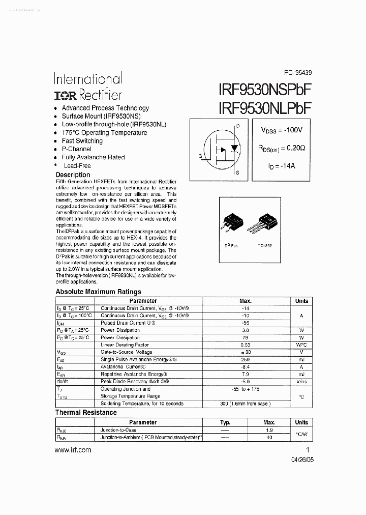 IRF9530NLPBF_399063.PDF Datasheet