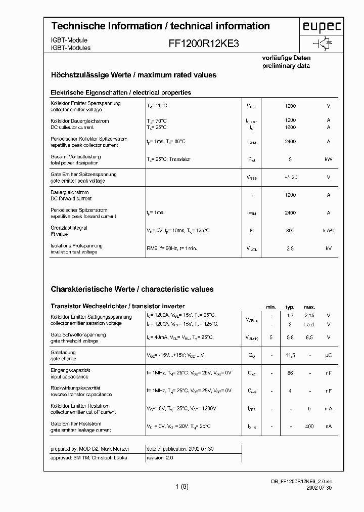 FF1200R12KE3_530002.PDF Datasheet