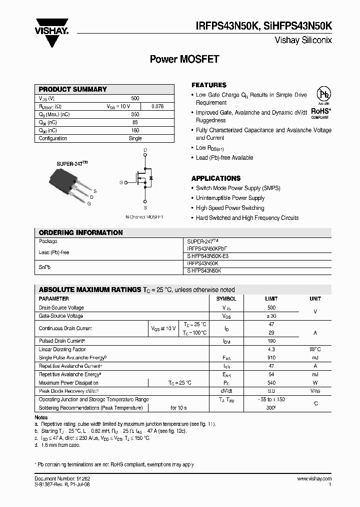 SIHFPS43N50K-E3_788068.PDF Datasheet
