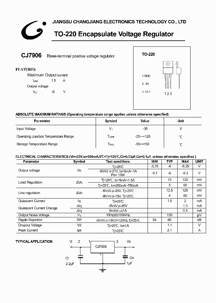 CJ7906-TO-220_465469.PDF Datasheet