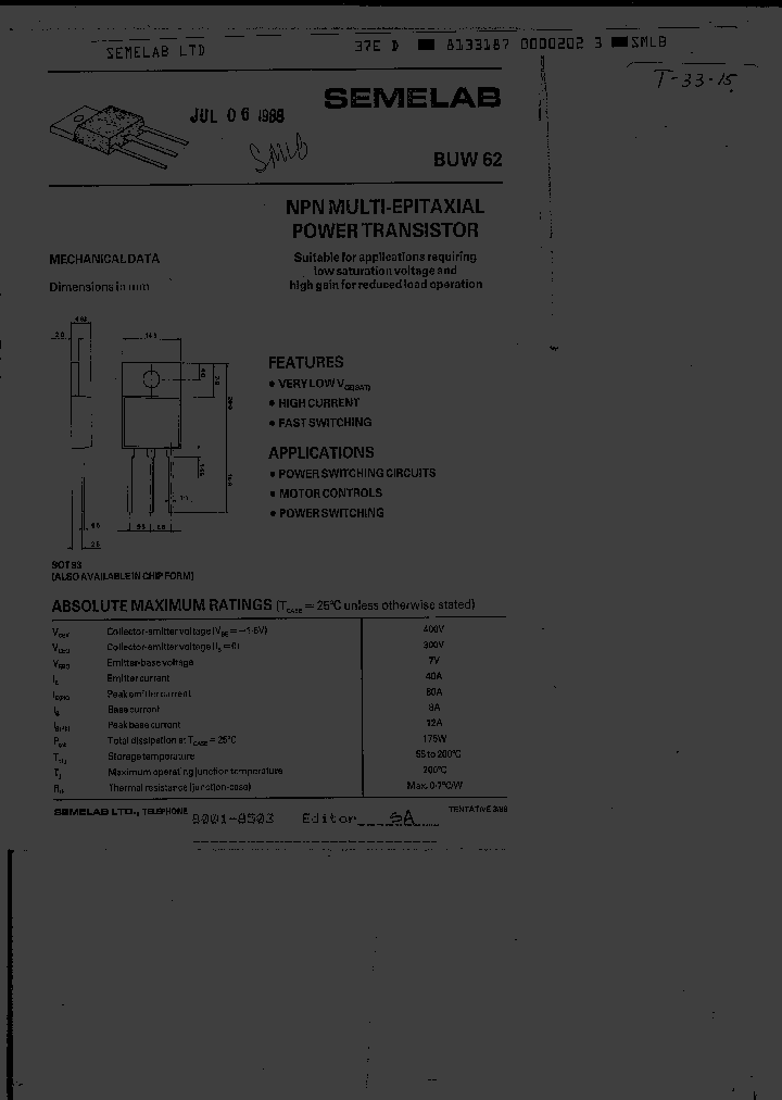 BUW62_465620.PDF Datasheet