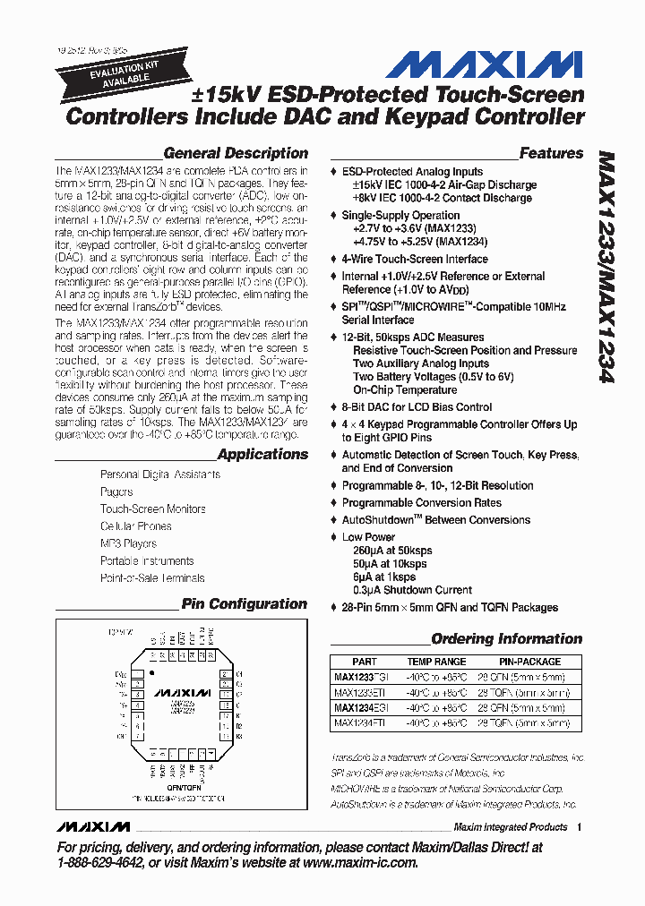 MAX1233ETI_465945.PDF Datasheet
