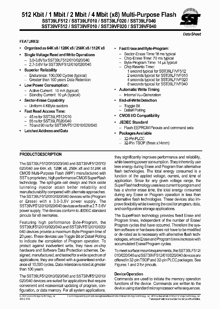 SST39VF512-90-4C-U4_477152.PDF Datasheet