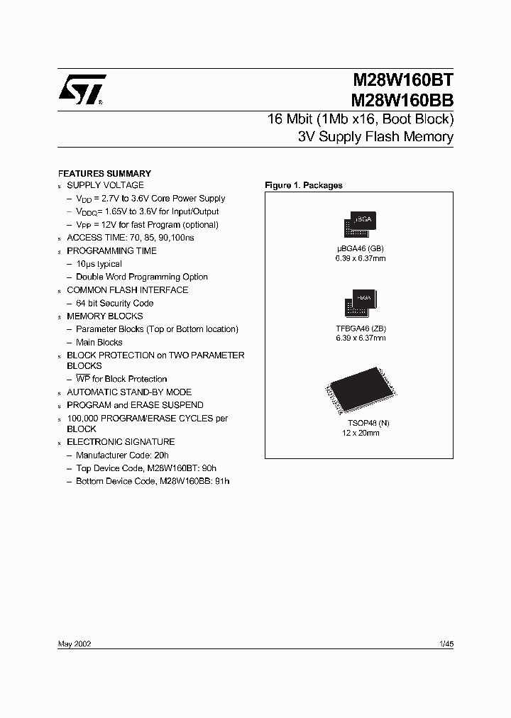 M28W160B-GBT_478910.PDF Datasheet