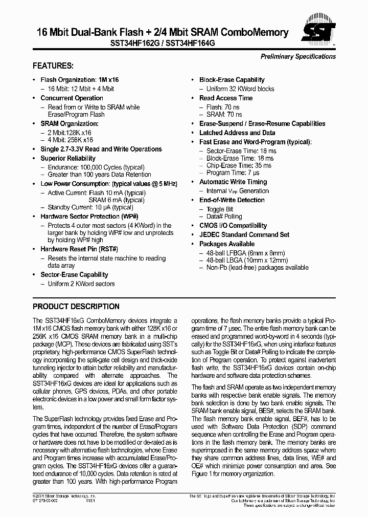 SST34HF162G-70-4C-L3KE_481638.PDF Datasheet