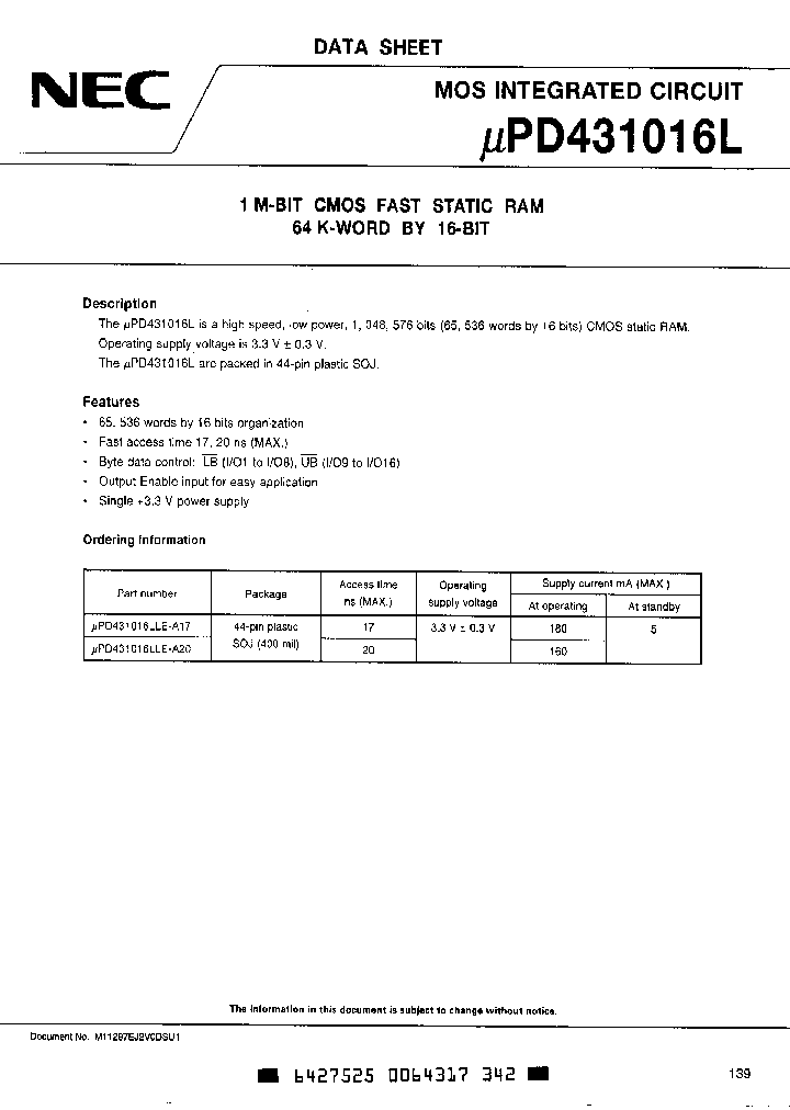 UPD431016LLE-A17_482712.PDF Datasheet