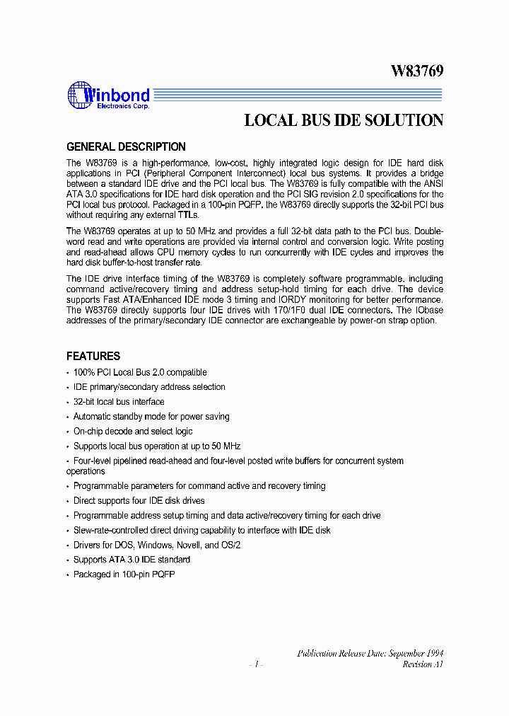 W83769_820292.PDF Datasheet