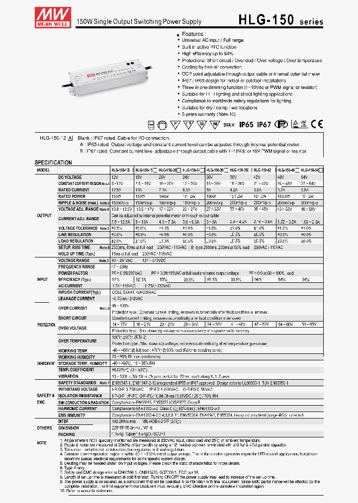 HLG-150-36_839287.PDF Datasheet