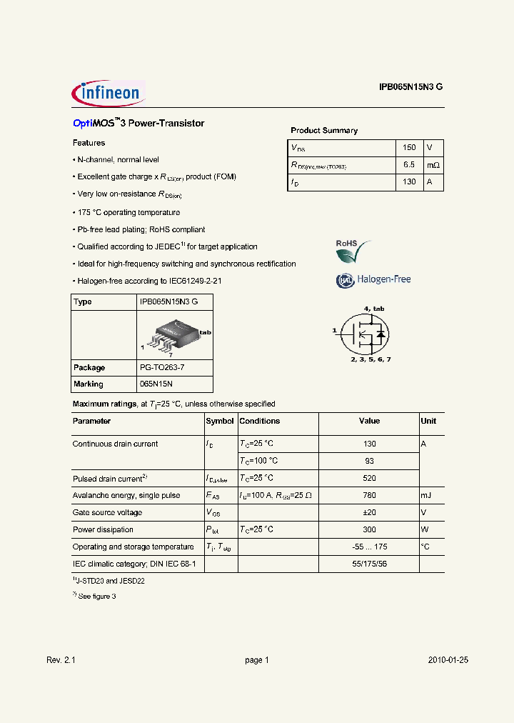 IPB065N15N3G_844561.PDF Datasheet