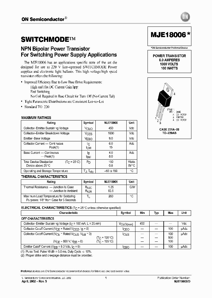 MJE18006-D_495750.PDF Datasheet