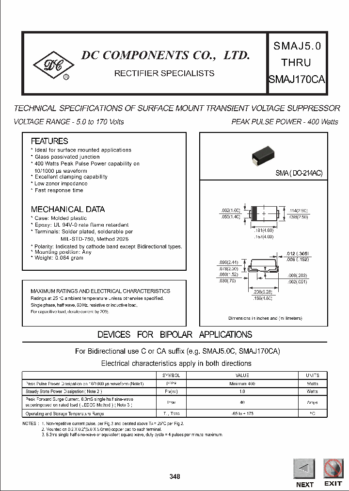 SMAJ40A_492523.PDF Datasheet