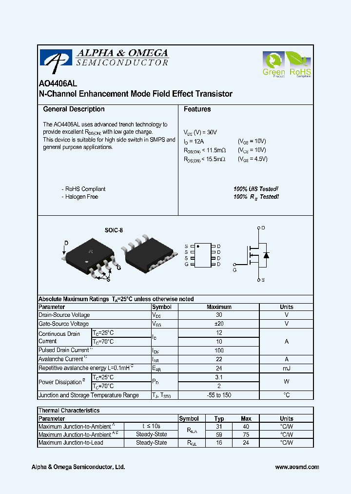 AO4406AL_880289.PDF Datasheet