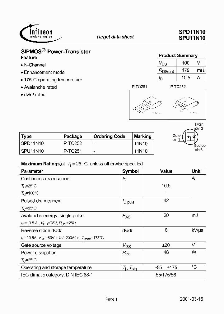 SPU11N10_530834.PDF Datasheet