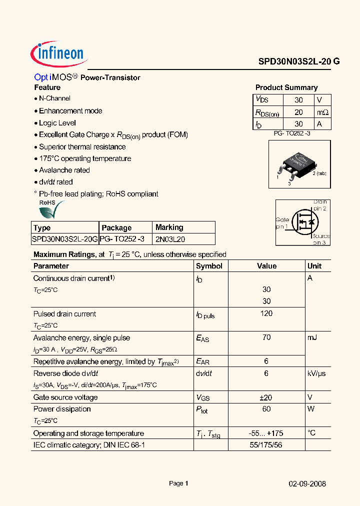 SPD30N03S2L-20_889133.PDF Datasheet
