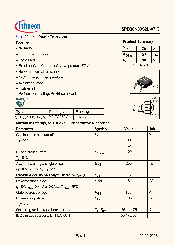 SPD30N03S2L-07G_889032.PDF Datasheet
