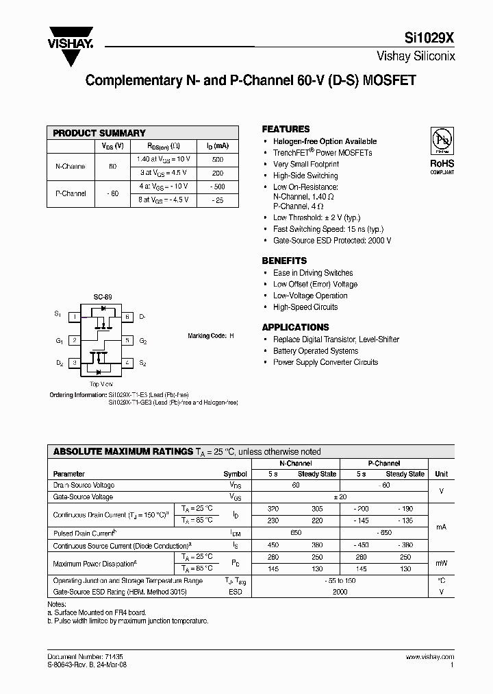 SI1029X-T1-GE3_891812.PDF Datasheet