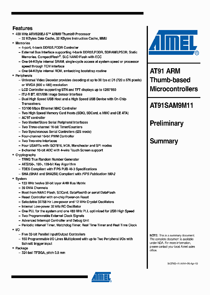 AT91SAM9M11-CU_893220.PDF Datasheet