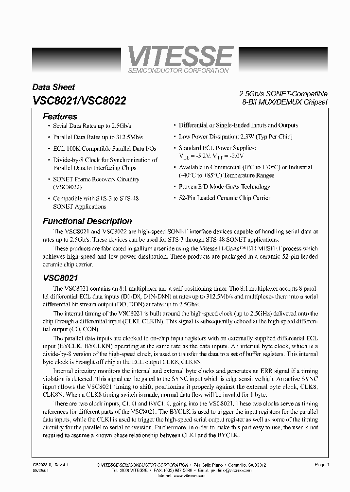 VSC8021_509948.PDF Datasheet
