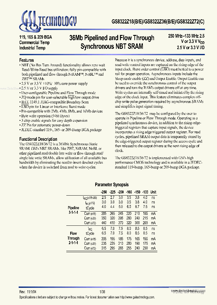GS8322Z18_472926.PDF Datasheet