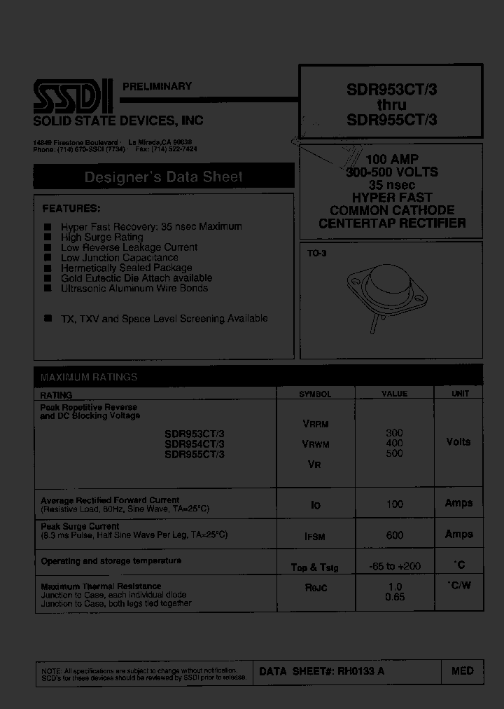 SDR953CT3_522688.PDF Datasheet