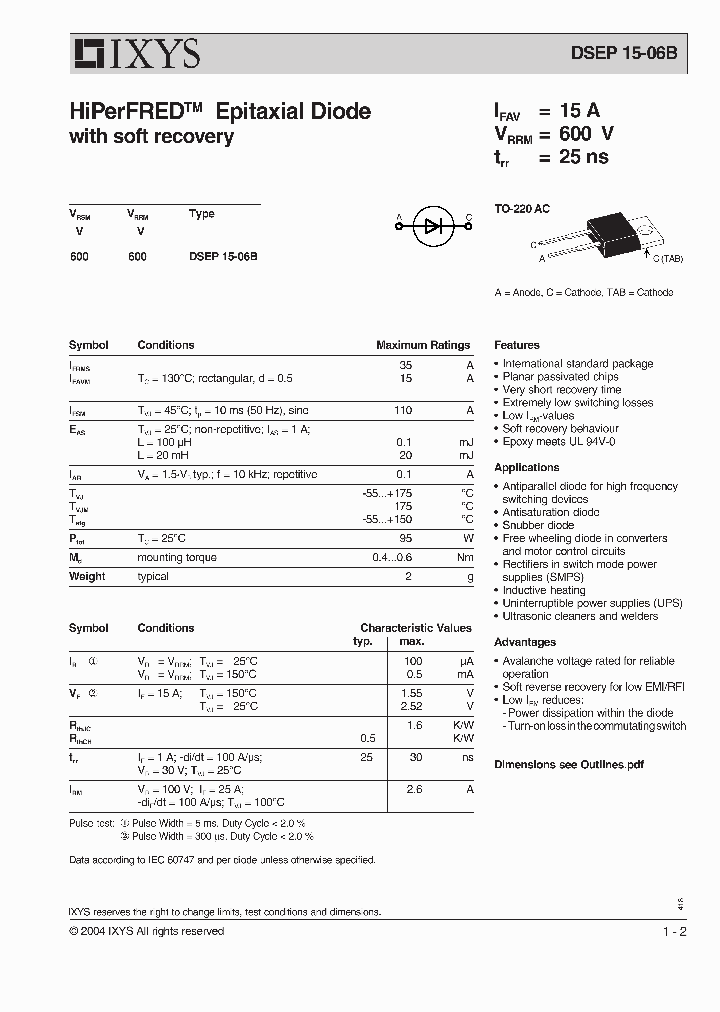 DSEP15-06B_644966.PDF Datasheet