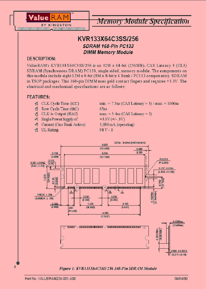 KVR133X64C3SS256_565271.PDF Datasheet