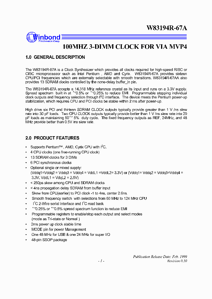 W83194R-67A_688477.PDF Datasheet