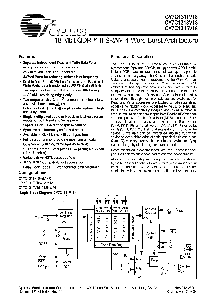 CY7C1313V18-200BZC_689415.PDF Datasheet