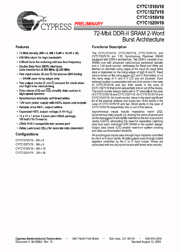 CY7C1518V18-200BZCES_689430.PDF Datasheet