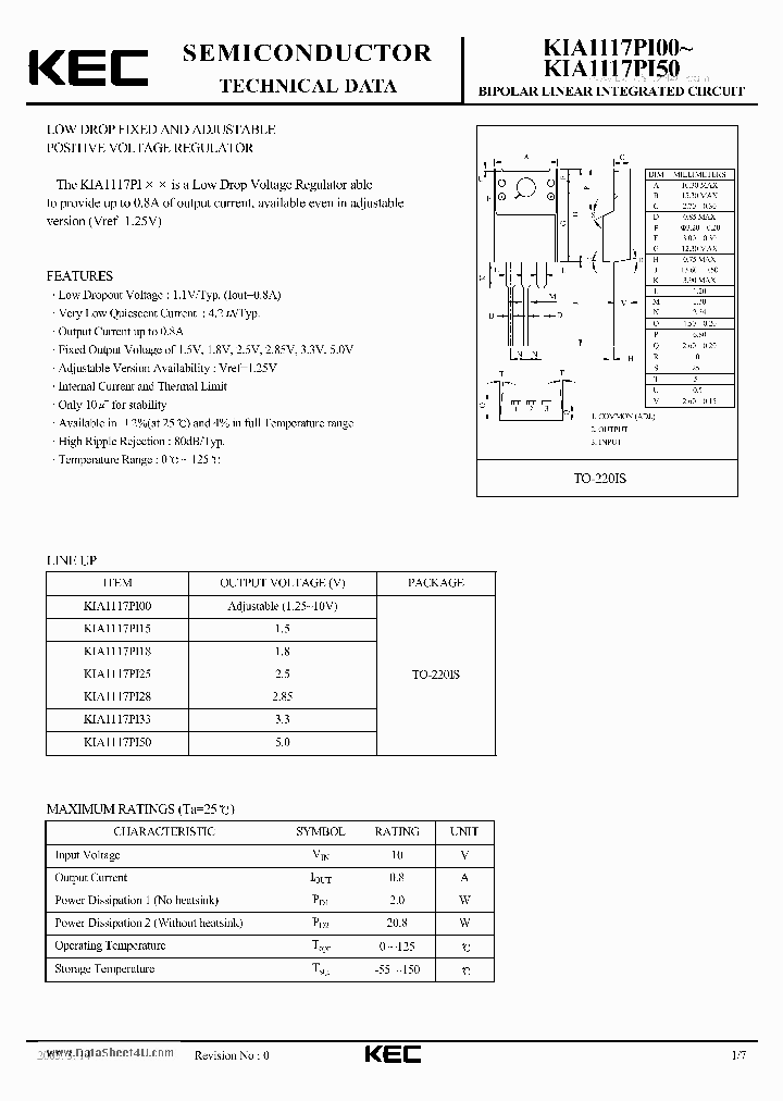KIA1117PI15_541487.PDF Datasheet