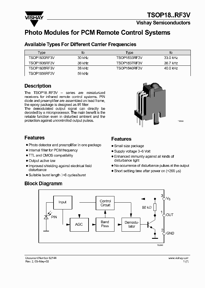 TSOP18RF3V_695054.PDF Datasheet