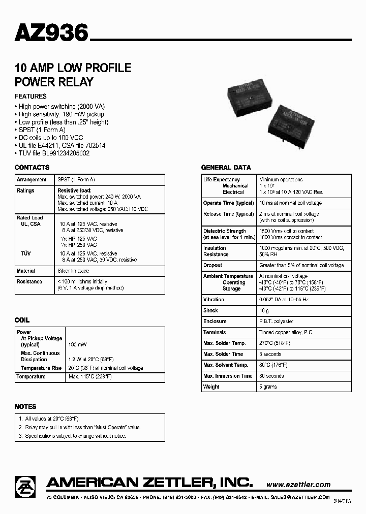 AZ936-1A-100DE_942949.PDF Datasheet