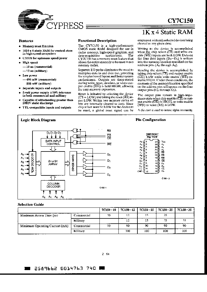 CY7C150-10SC_601750.PDF Datasheet