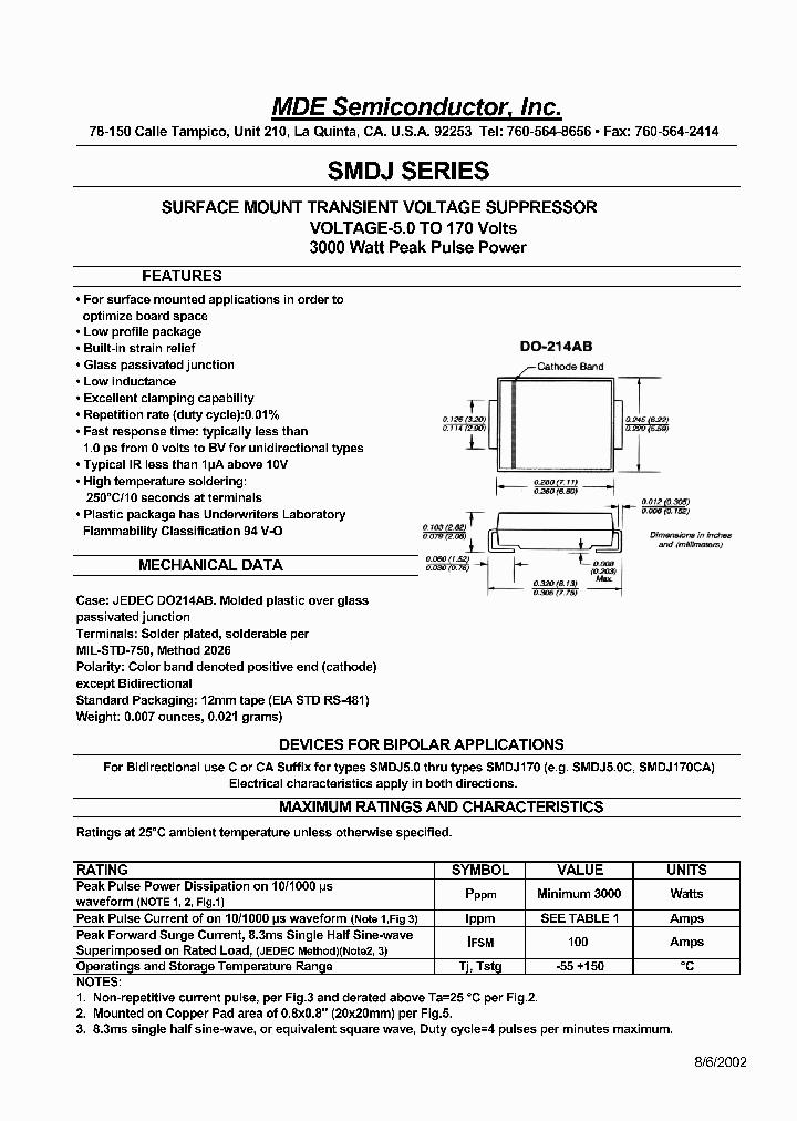 SMDJ50A_602617.PDF Datasheet