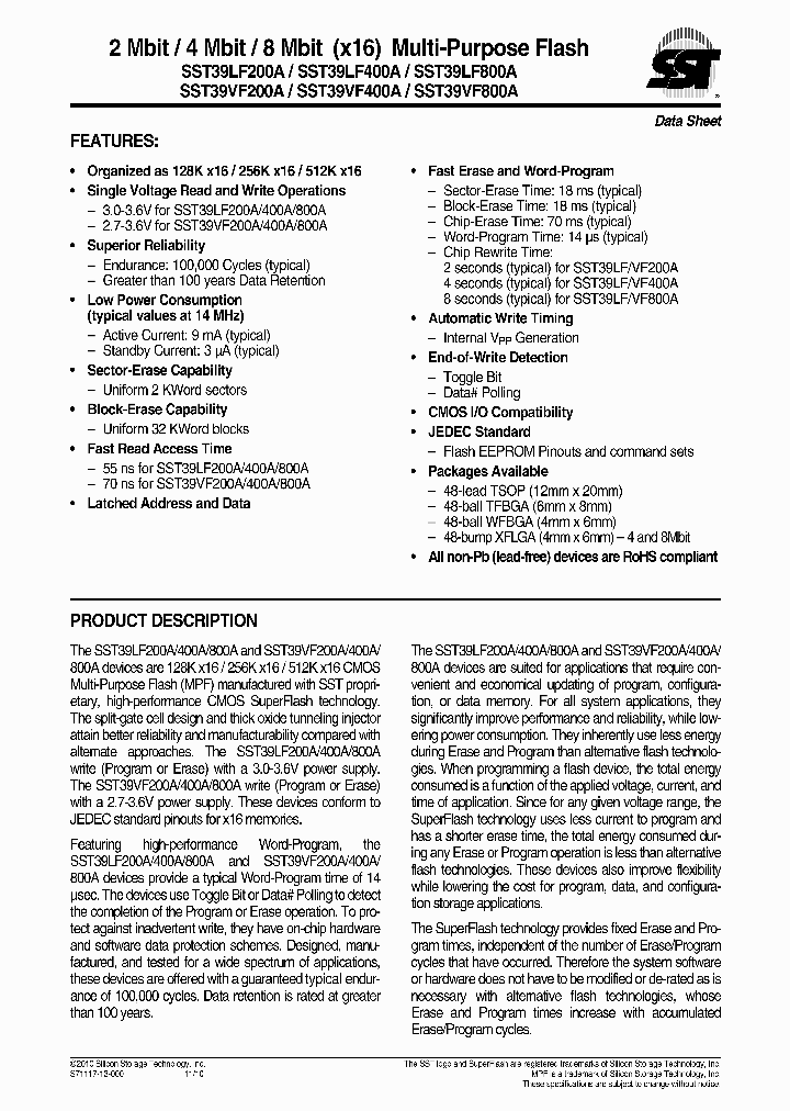 SST39VF800A-70-4C-B3K_605762.PDF Datasheet